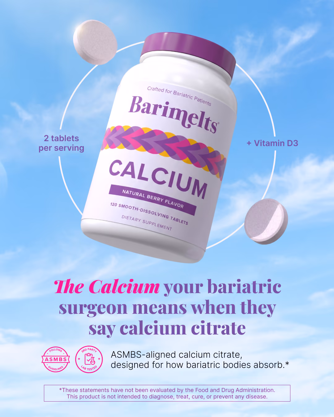 Calcium supplement by the numbers ad creative in 4x5 format