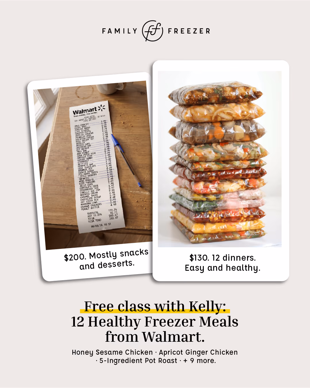 Static social ad creative for food brand targeting Walmart shoppers in 4x5 format