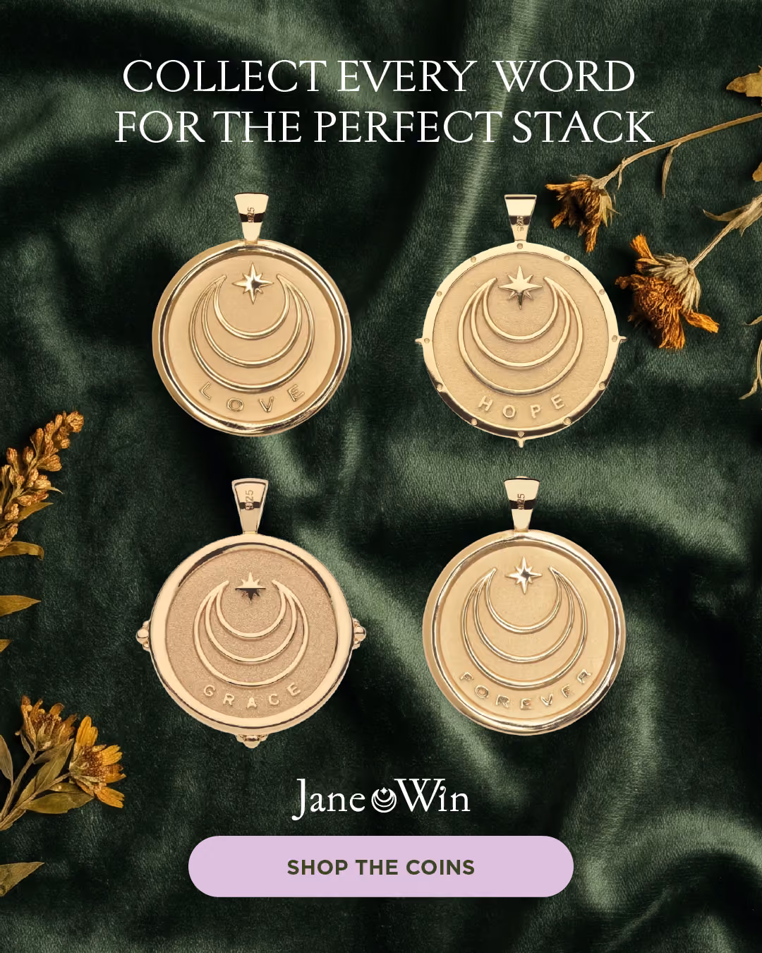 Jane Win collectible jewellery ad creative in 4x5 feed format
