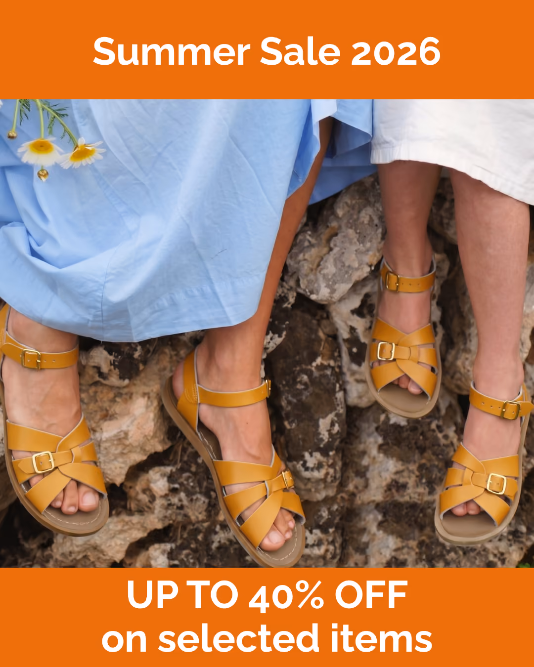 Salt-Water Sandals summer sale ad creative in 4x5 feed format