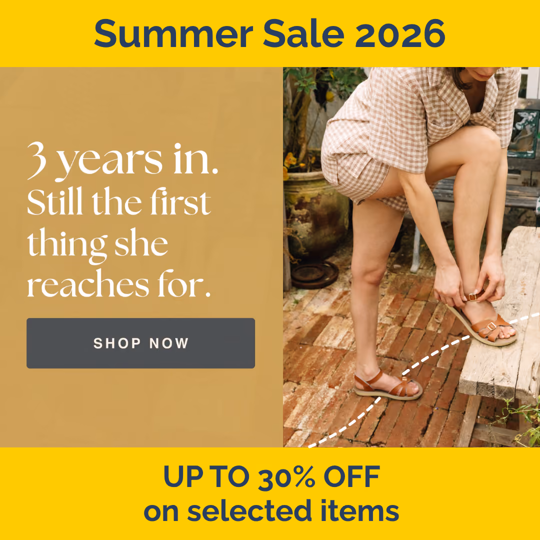 Salt-Water Sandals EU summer sale ad creative in square format