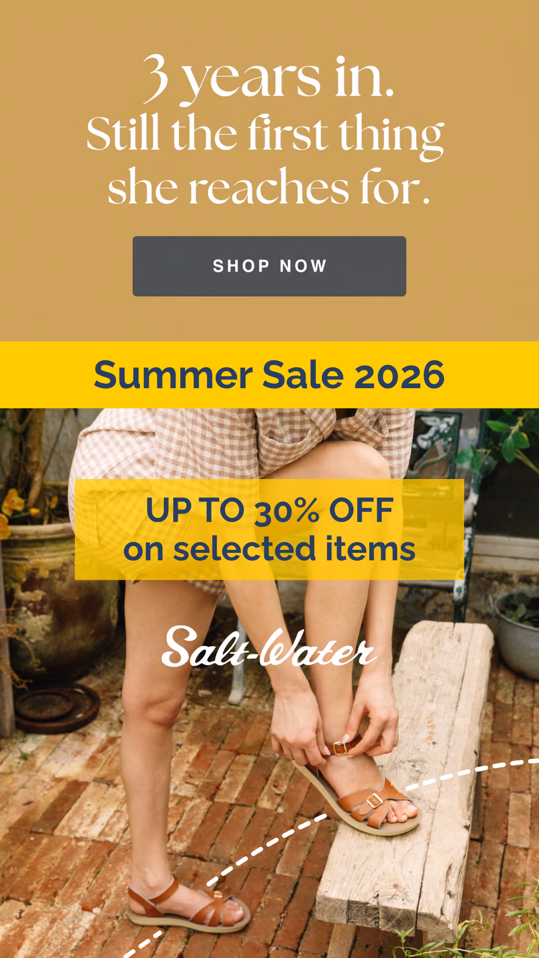 Salt-Water Sandals EU summer sale ad creative in 9x16 story format