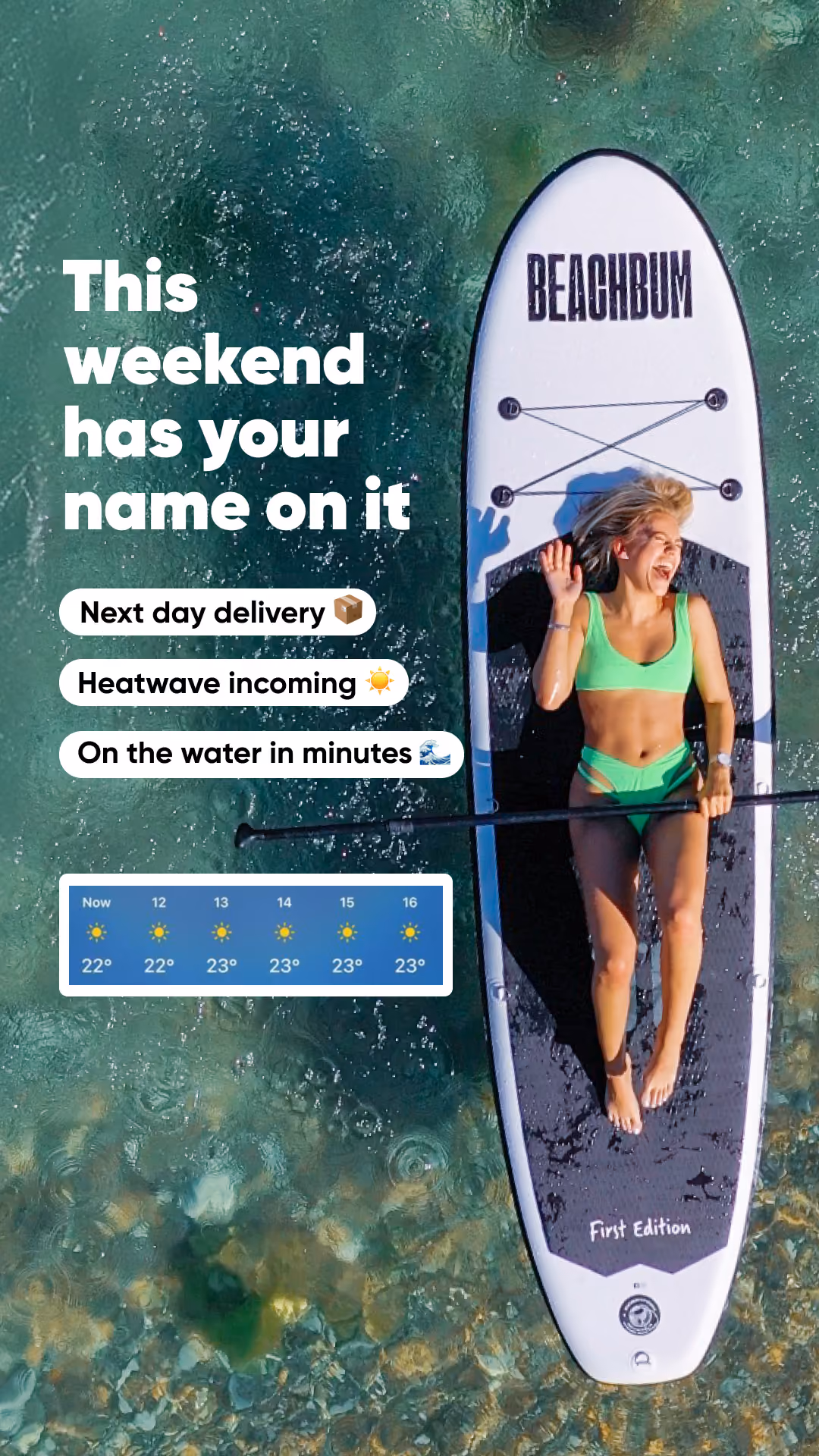 Static headline product ad creative for paddle brand in 4x5 feed format