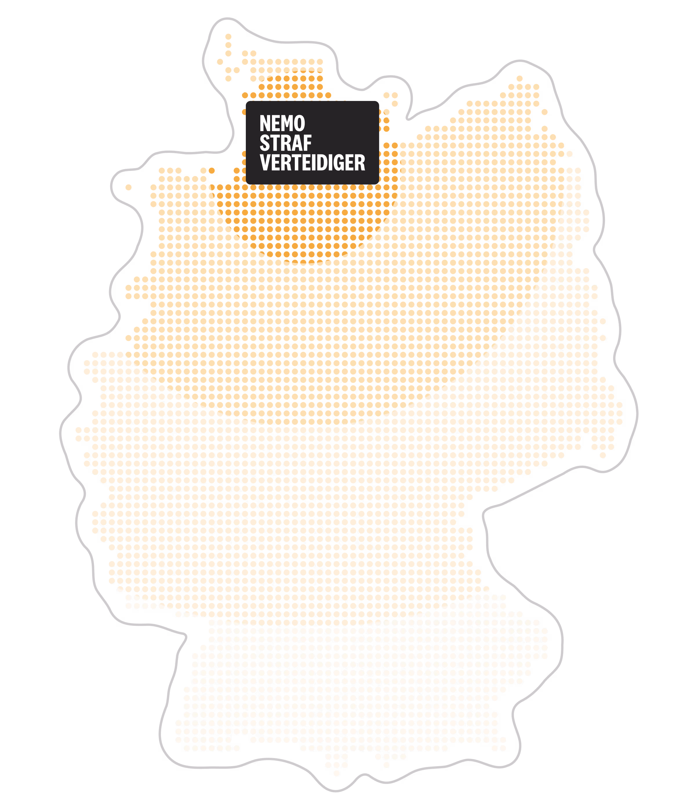 Deutschlandkarte mit dem Logo von Nemo Strafverteidiger an der Stelle, wo Hamburg liegt