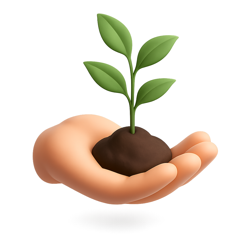 hand with larger plant