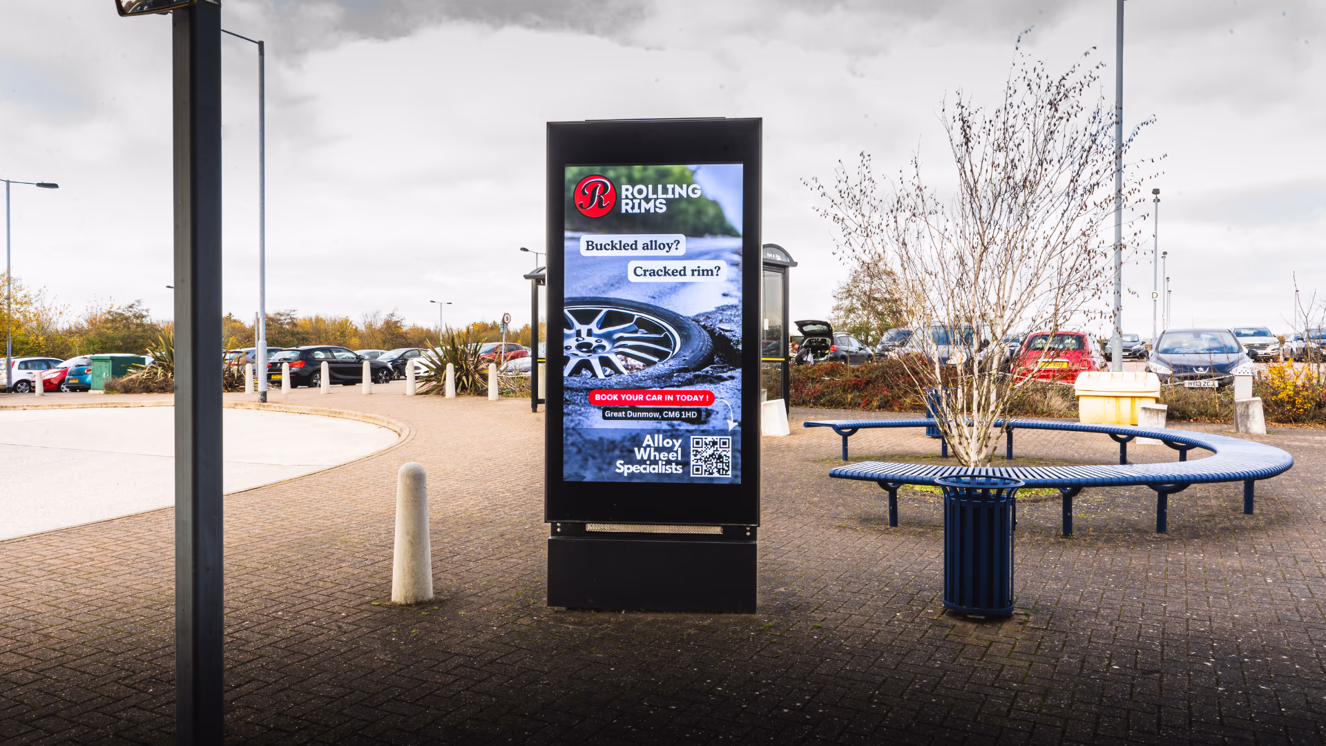 Boost Direct digital advertising screen on a retail park in Essex