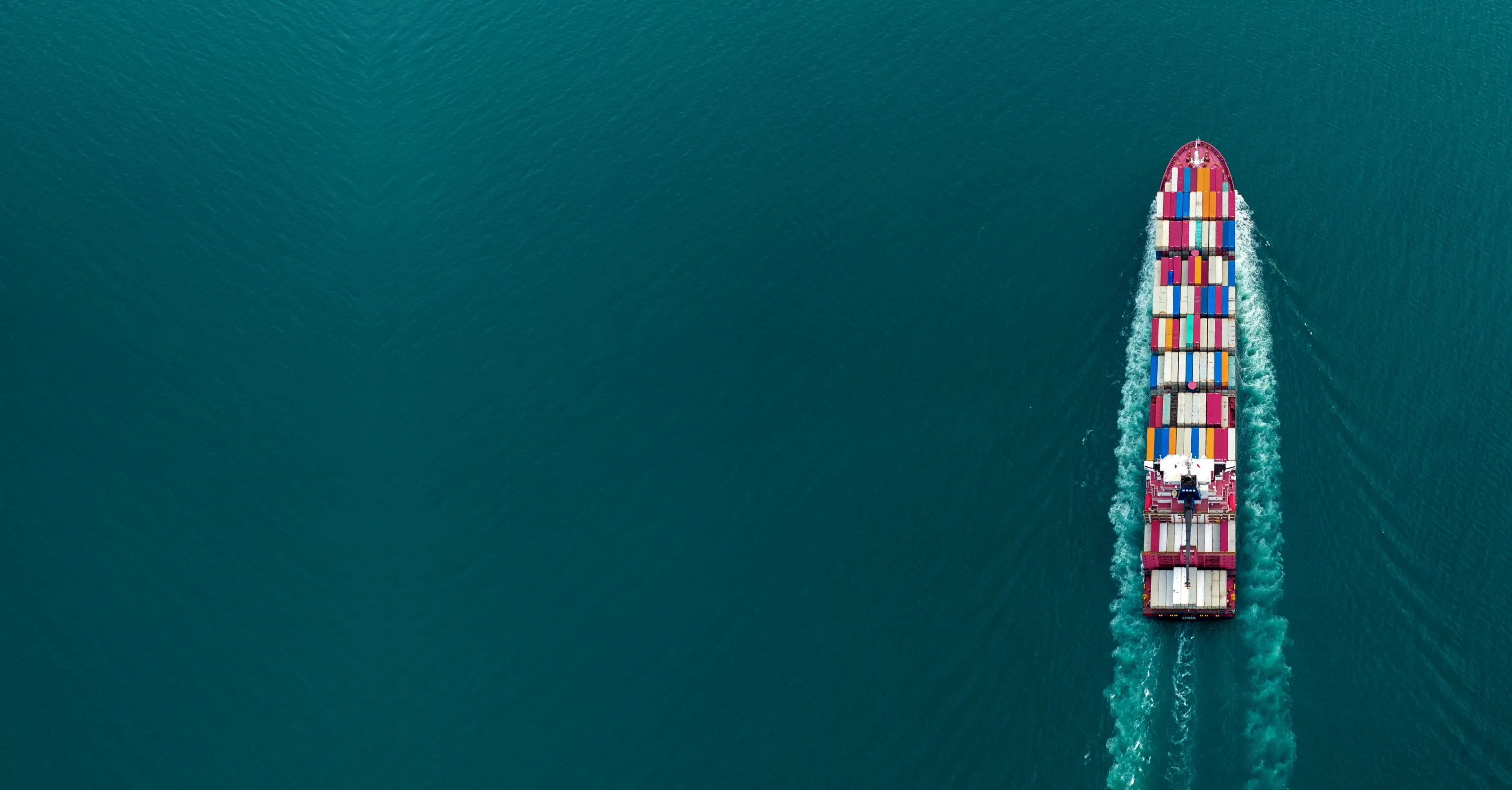 Cargo ship in the Ocean from above