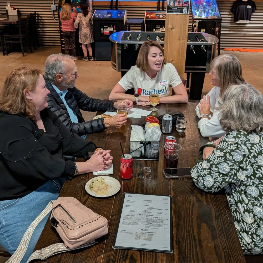 Racheal Bleicher speaking with constituents at Grand Junction Brewery in Westfield, IN