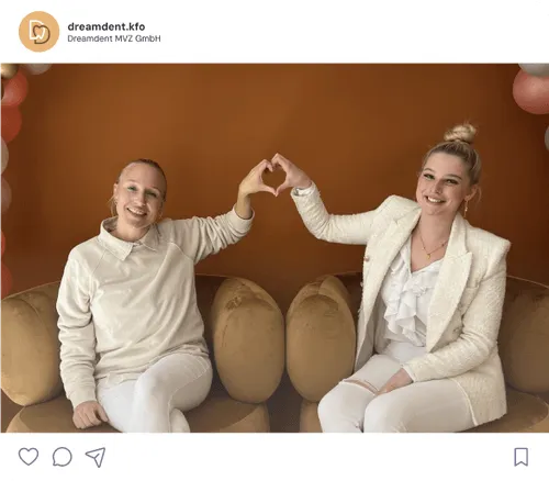 instagram post, 2 women showing heart