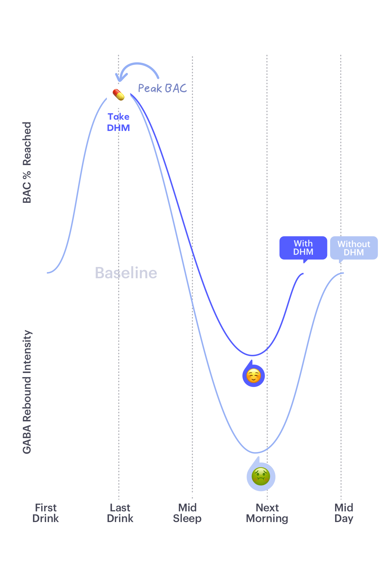 GABA rebound with and without DHM 