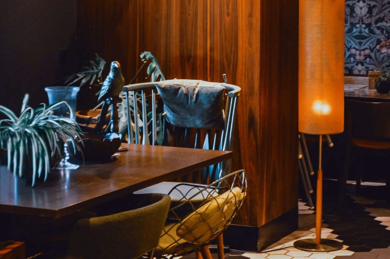 A table set for a meal in a pub.