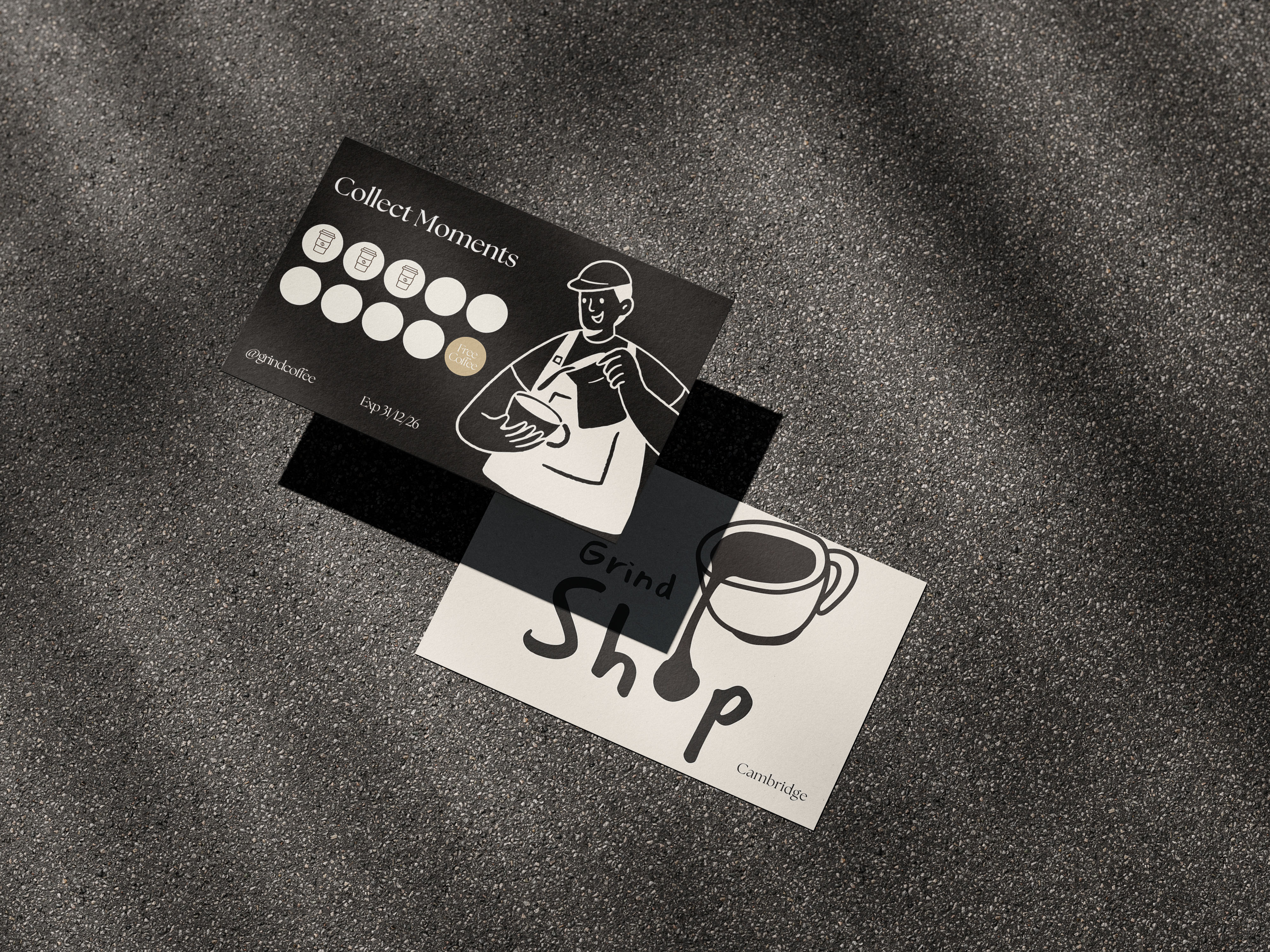 Branded business cards reflecting cohesive visual identity and messaging