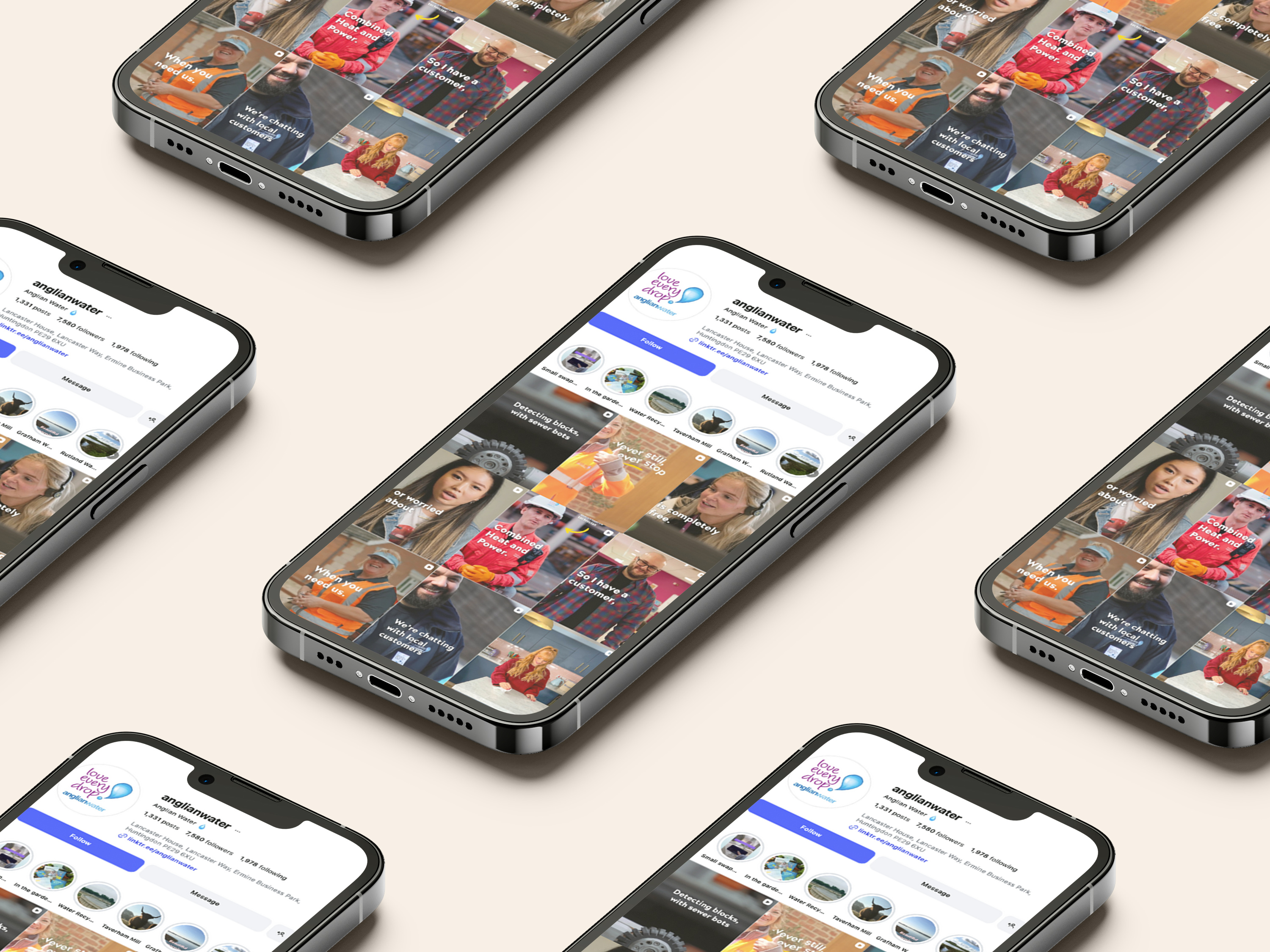 Instagram and social media post mockups showing consistent brand tone and style