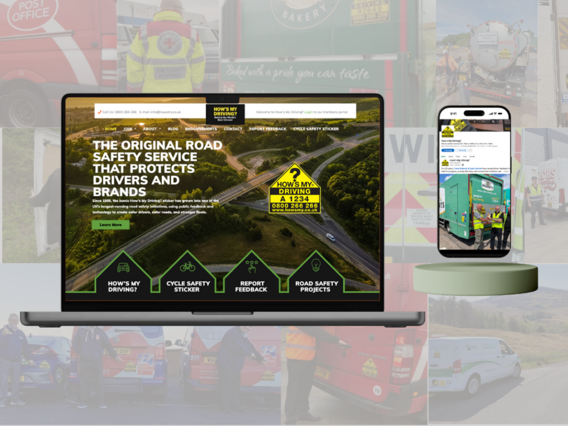 Website and social media campaign mockup demonstrating brand consistency online