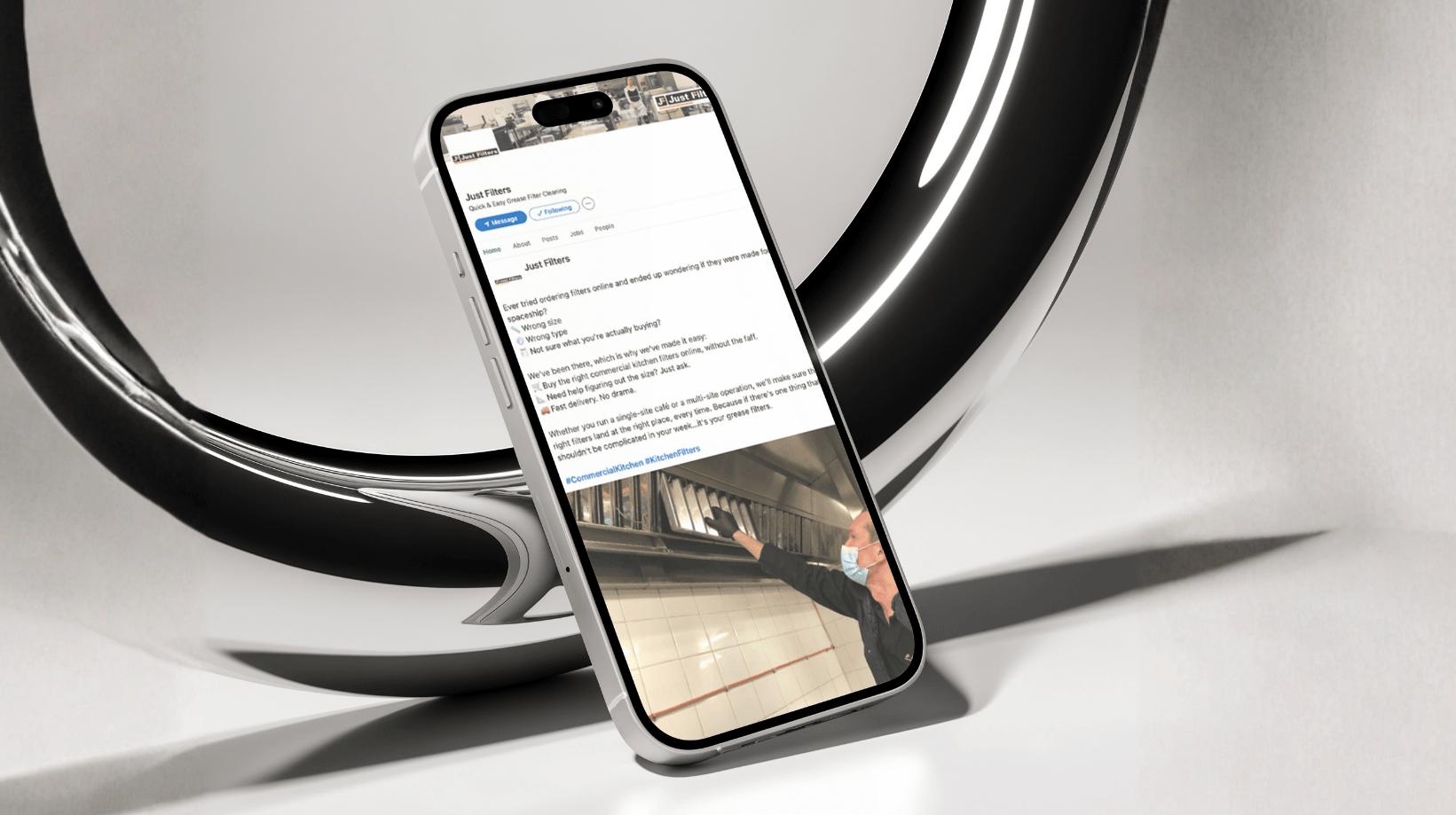 Social media content design for Just Filters showcasing insight-led messaging and audience targeting.