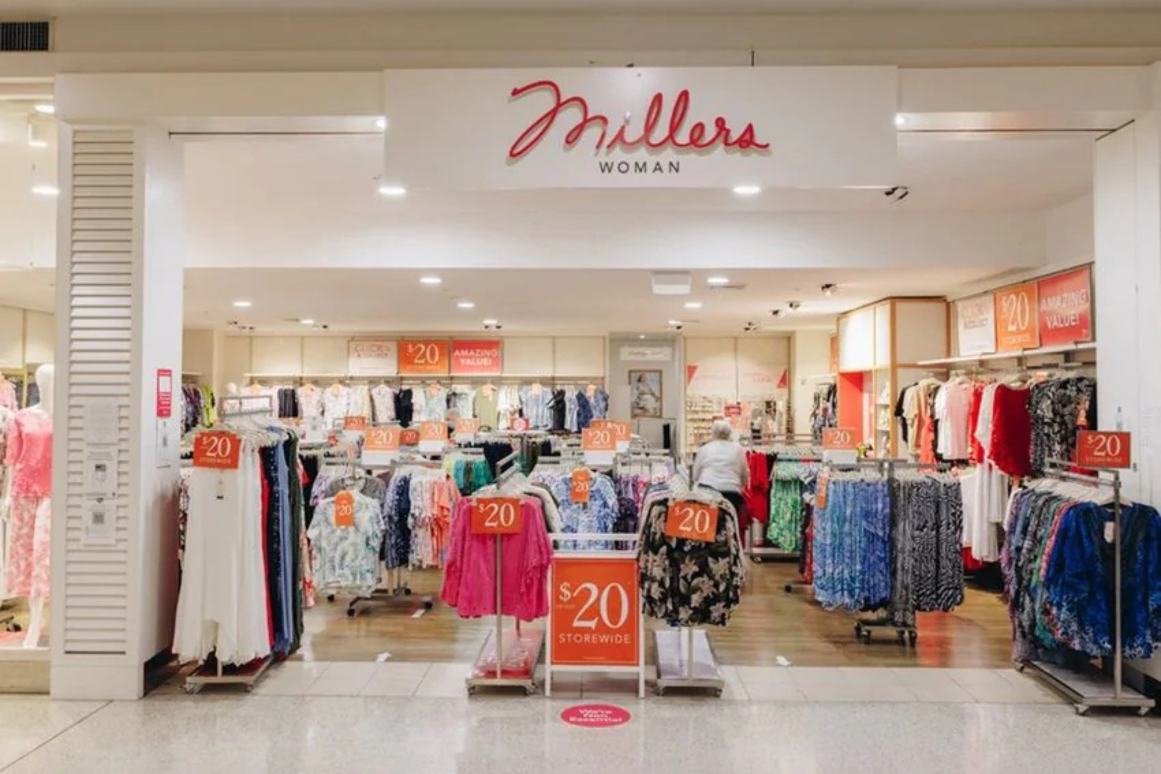 Retail environment showcasing the new brand across multiple store locations