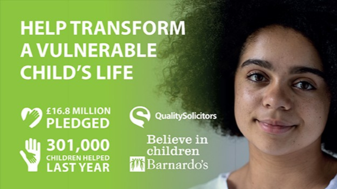 Social mockup showing engaging content for Barnardo’s legacy campaign shared across regional accounts.