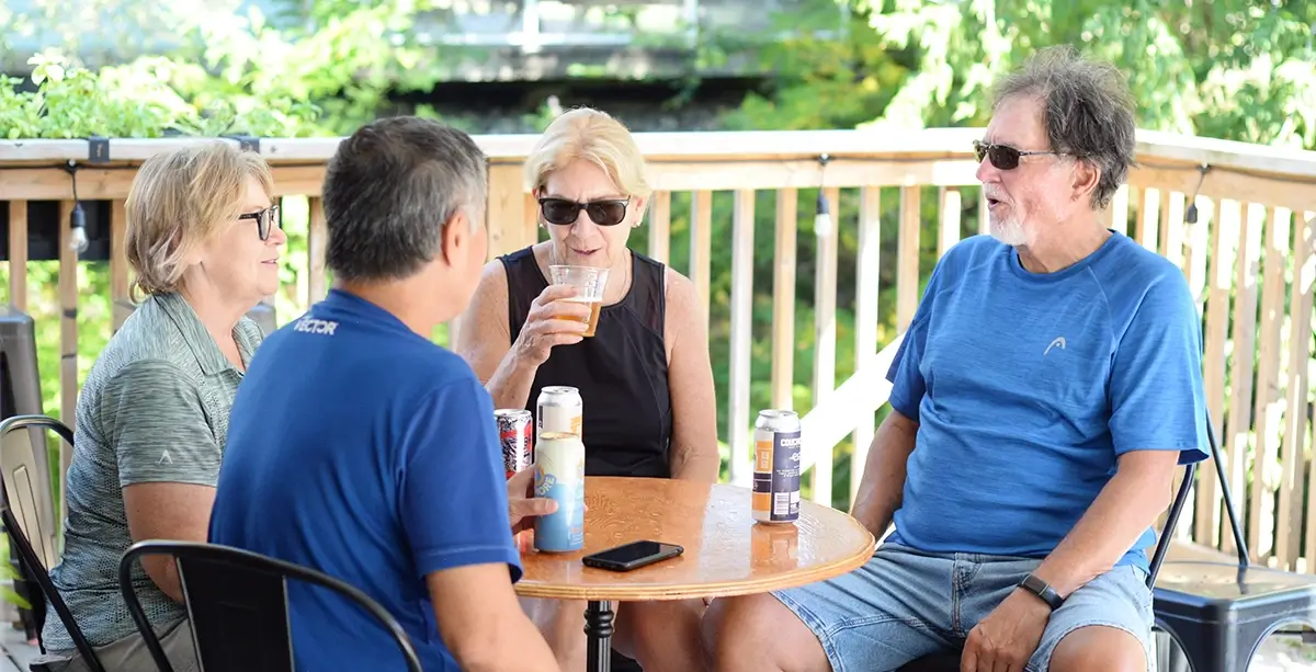 Customers dining outside