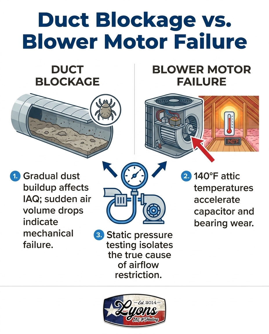 Duct Blockage vs. Blower Motor Failure