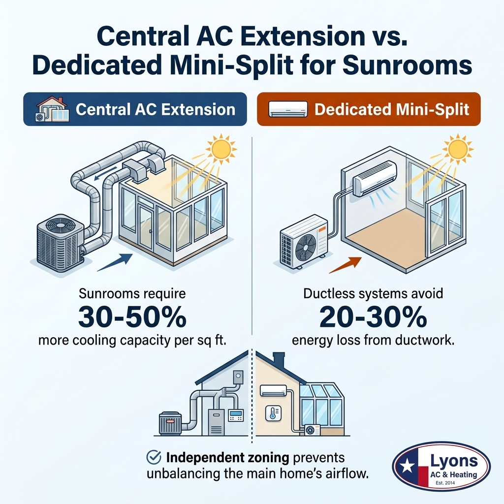 Central AC Extension vs. Dedicated Mini-Split for Sunrooms