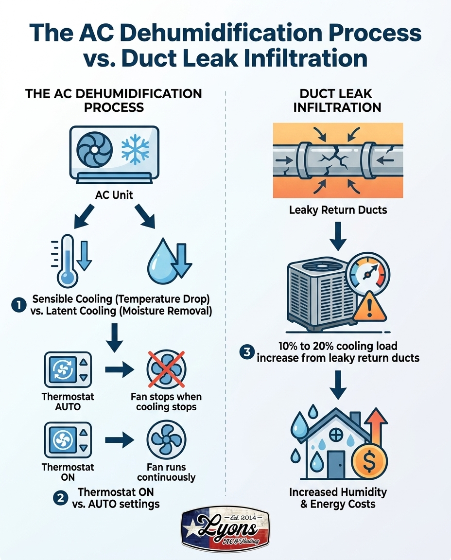 The AC Dehumidification Process vs. Duct Leak Infiltration
