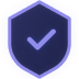 Dark blue shield icon with a checkmark symbol.