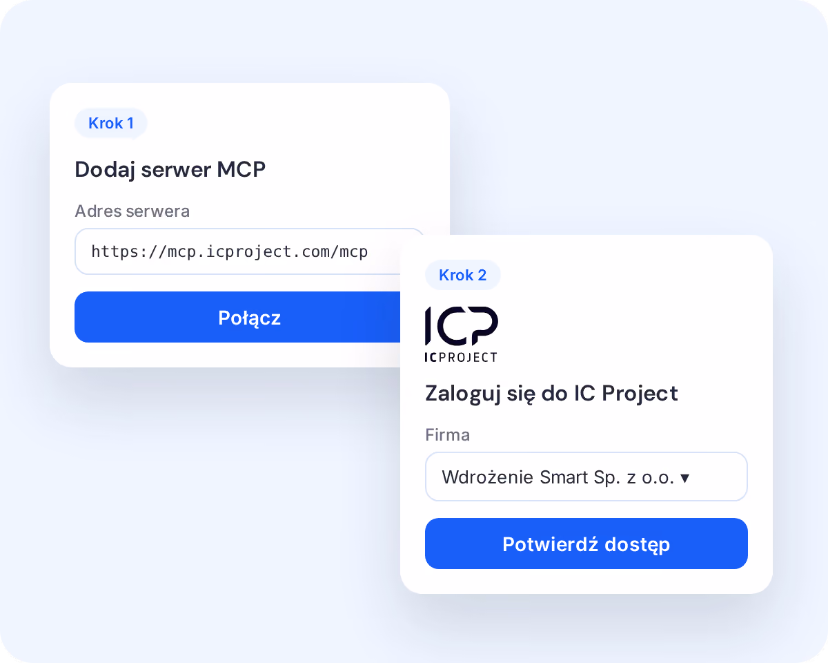 Podłączenie serwera MCP IC Project w dwóch krokach