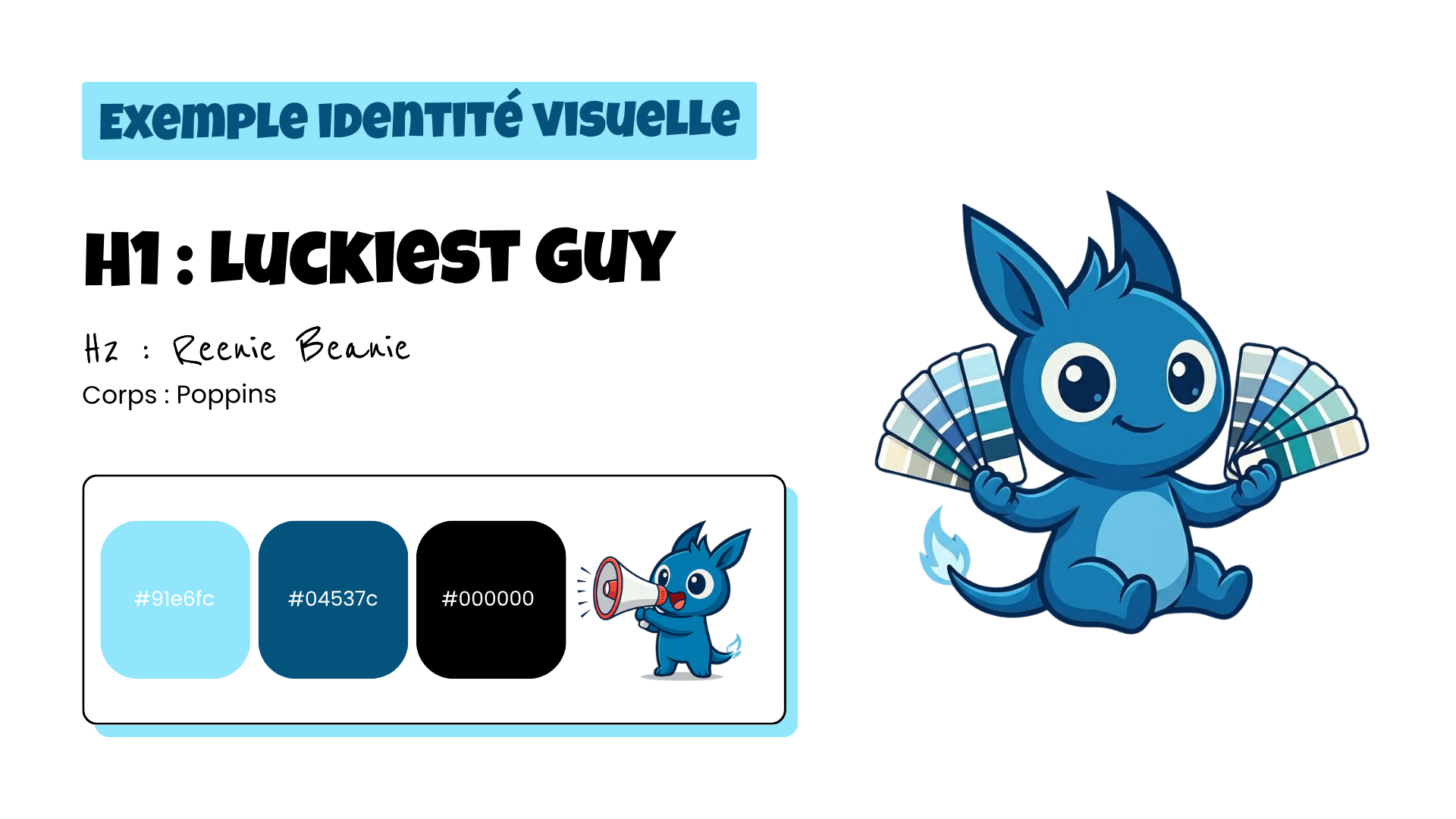 Exemple d'identité visuelle Zing Agency avec typographies, palettes de couleurs et aperçu du site web, illustrant la différence entre identité visuelle et branding