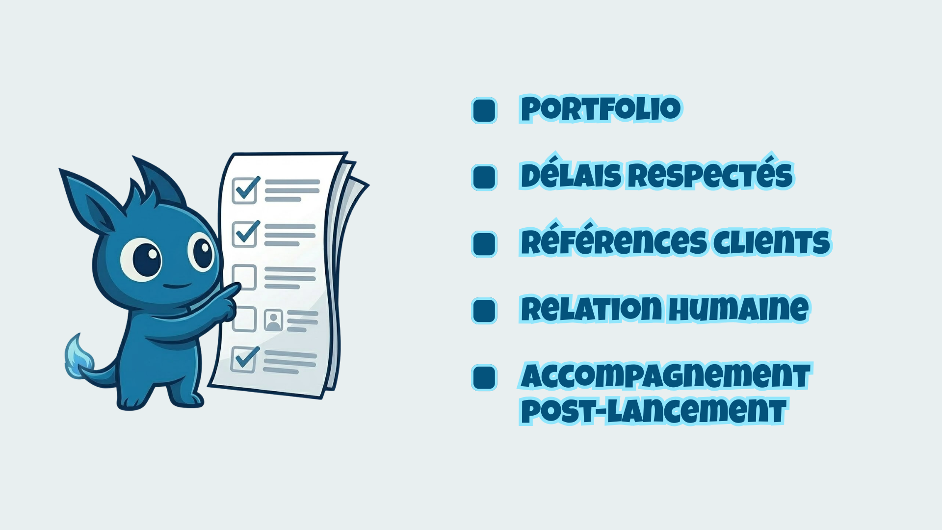 Checklist des critères essentiels pour bien choisir son agence web : portfolio, délais, transparence, références clients, SEO, outils et accompagnement post-lancement