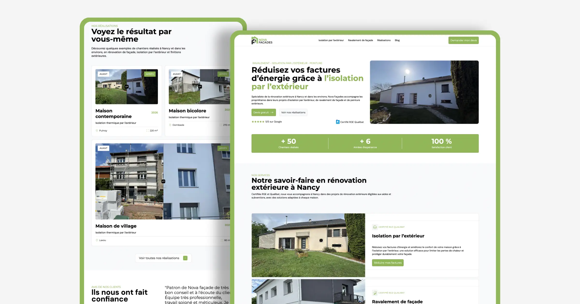 Refonte site Webflow pour artisan BTP - Nova Facades