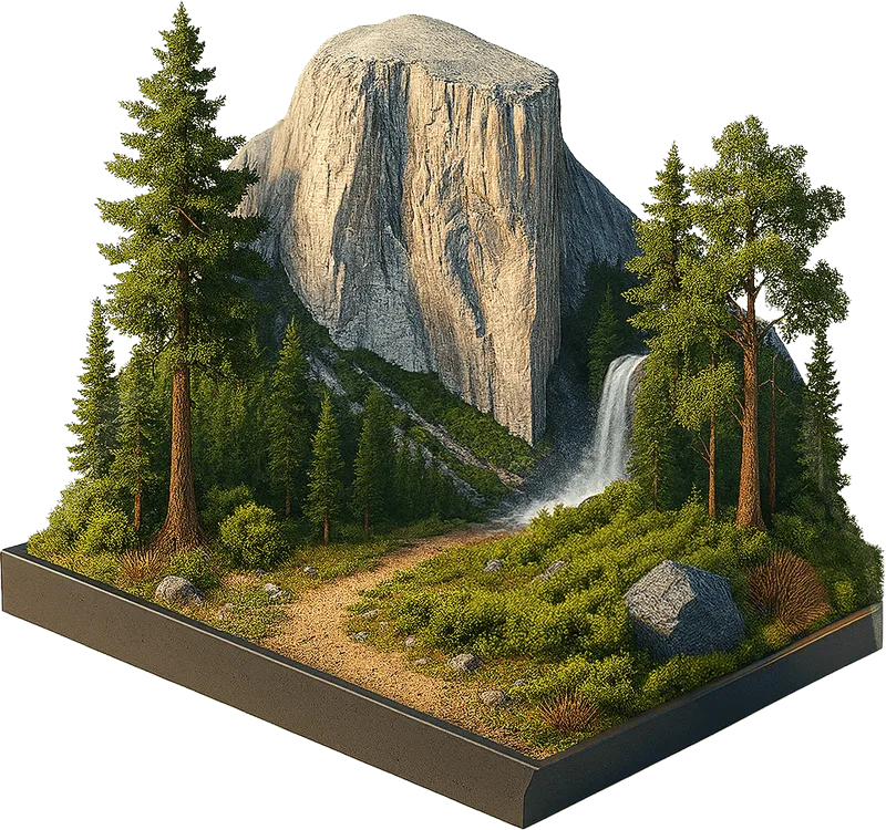 3D miniature model of Yosemite national park
