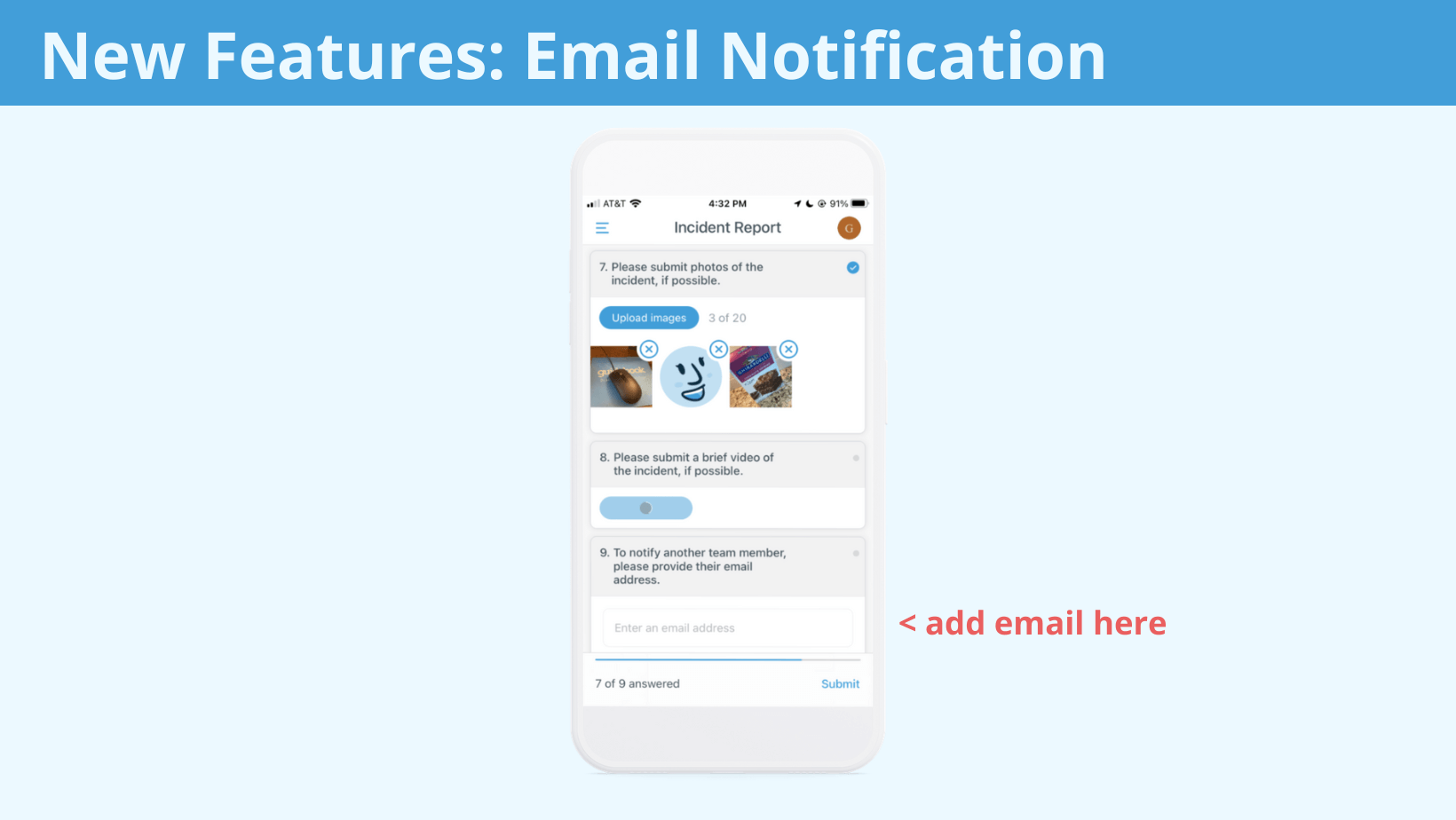 in-app surveys email notification