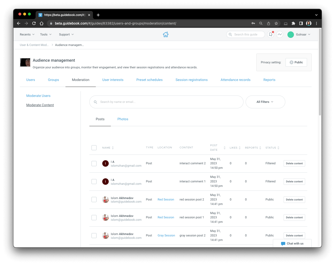 community moderation tools with guidebook