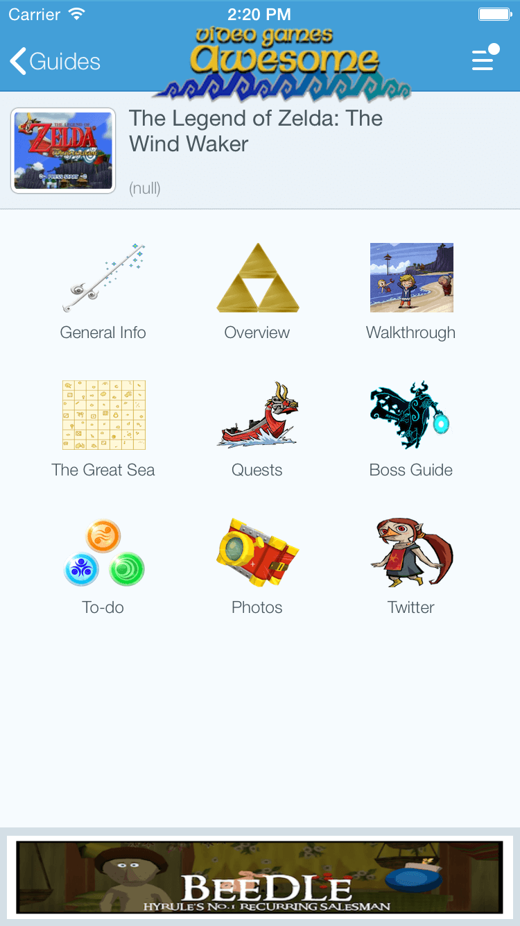 create a video game guide app