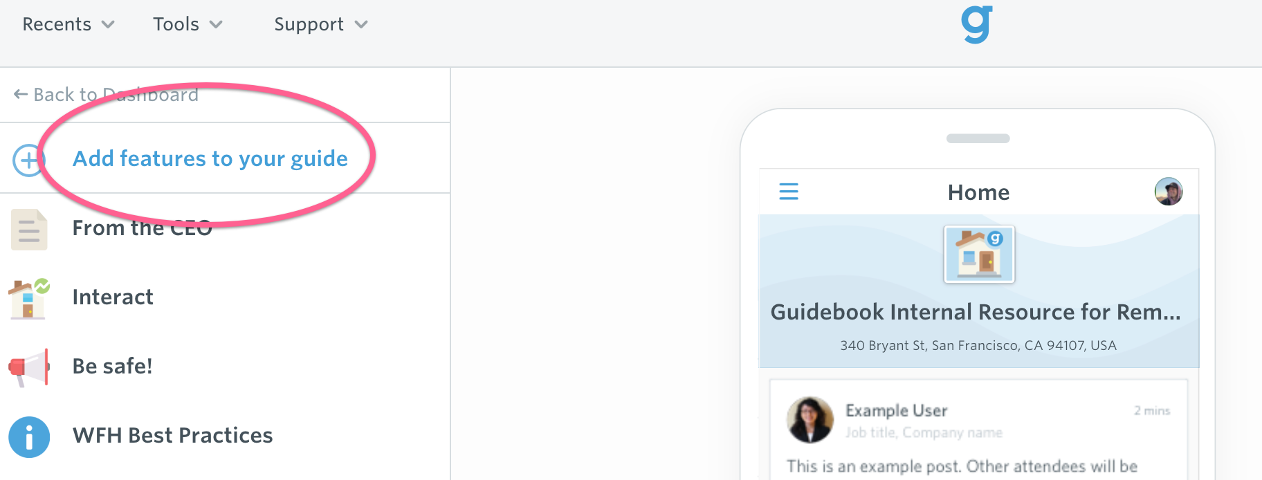 guidebook how to add a feature
