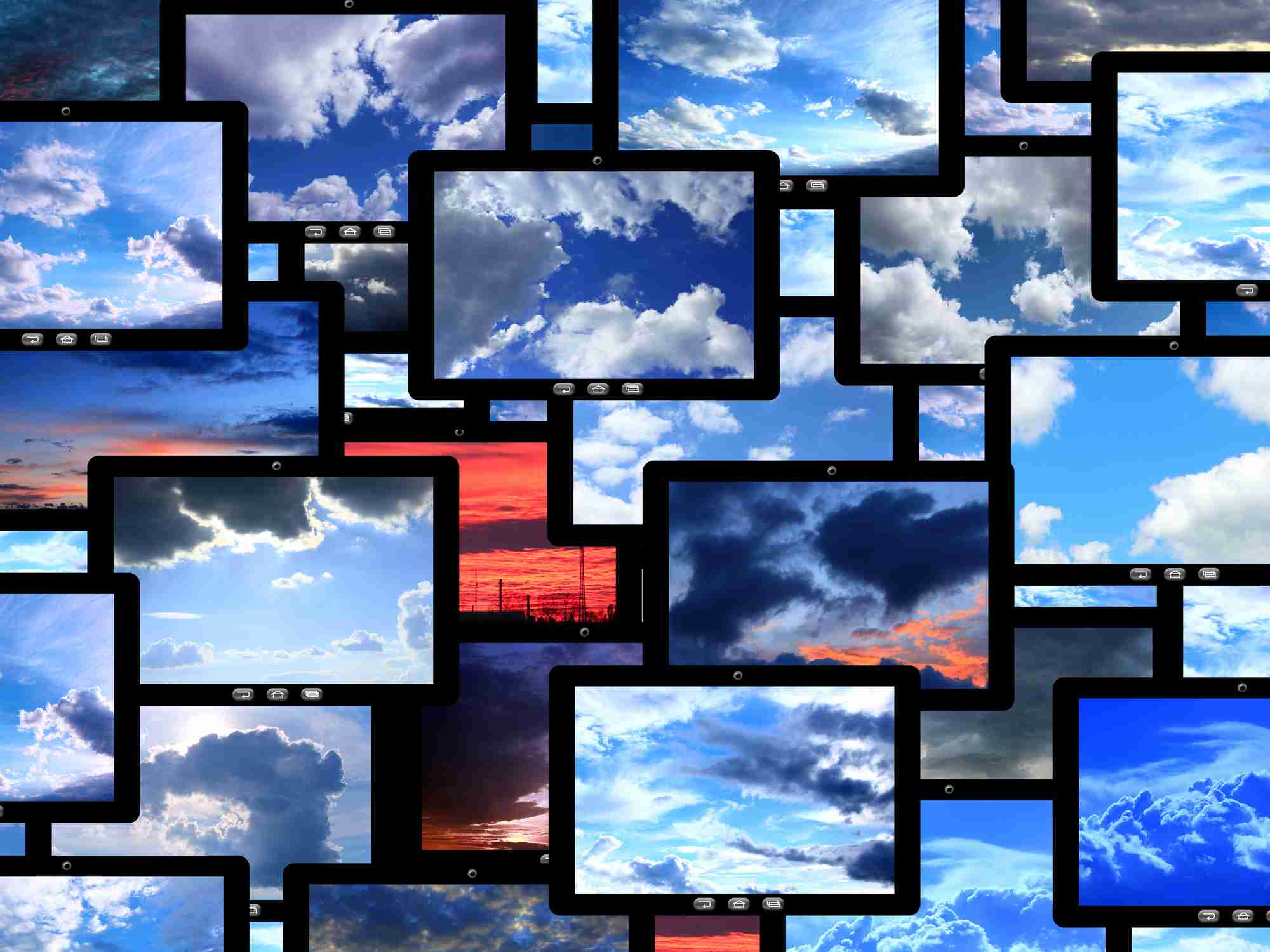 video wall with black tablets