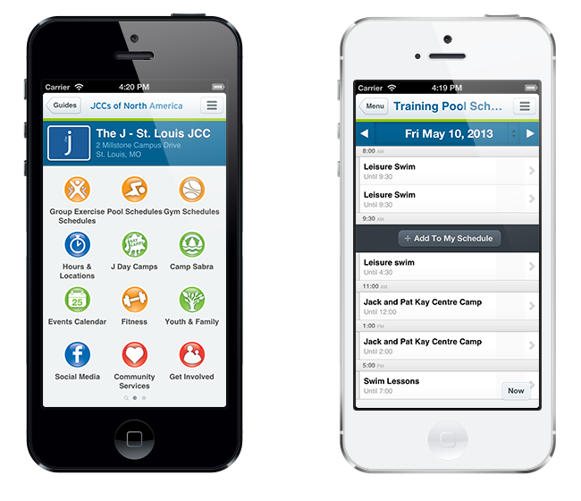JCCs can build gym apps that include cultural activities, calendars and more.