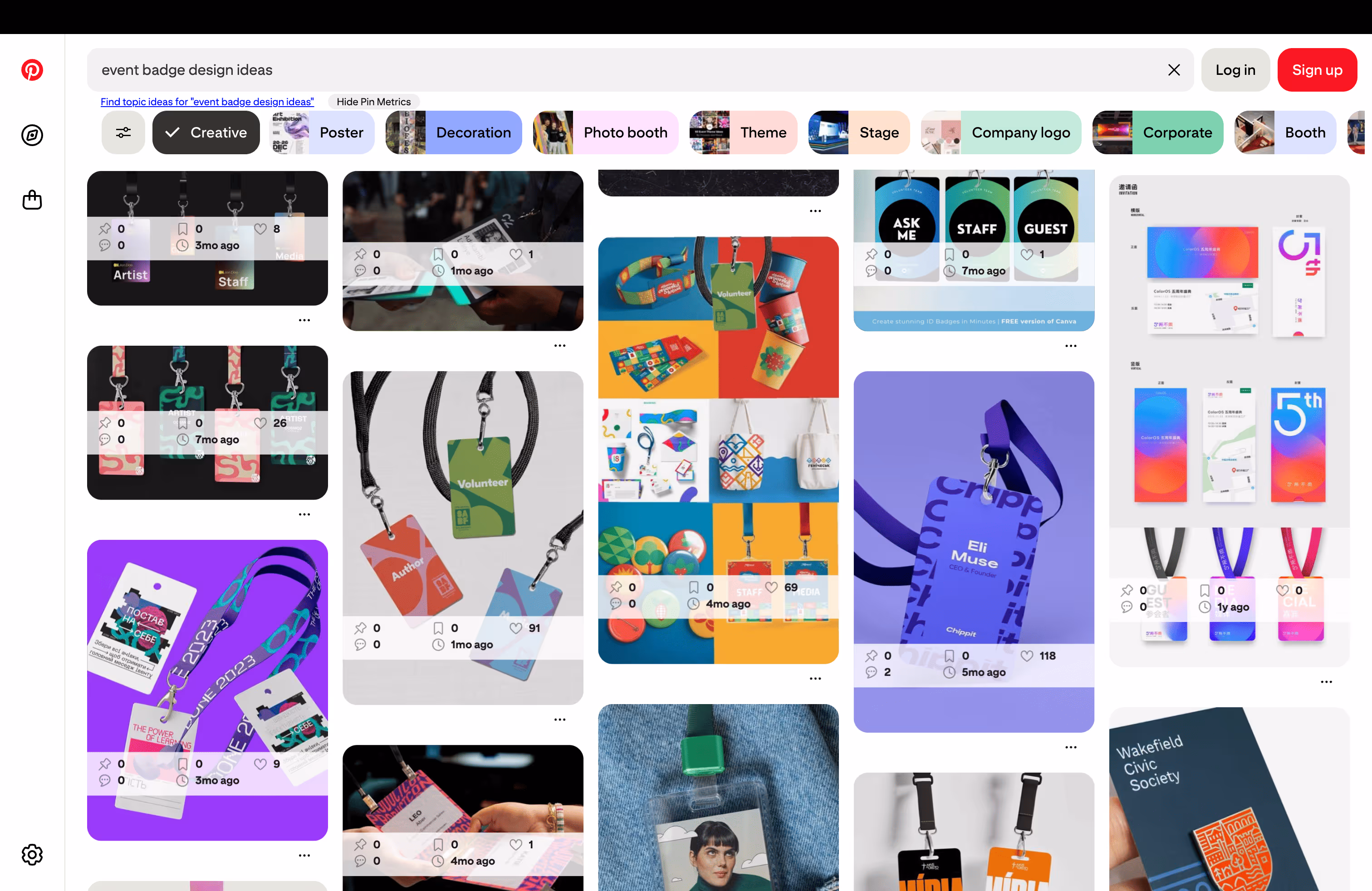 screenshot of event badges on pinterest