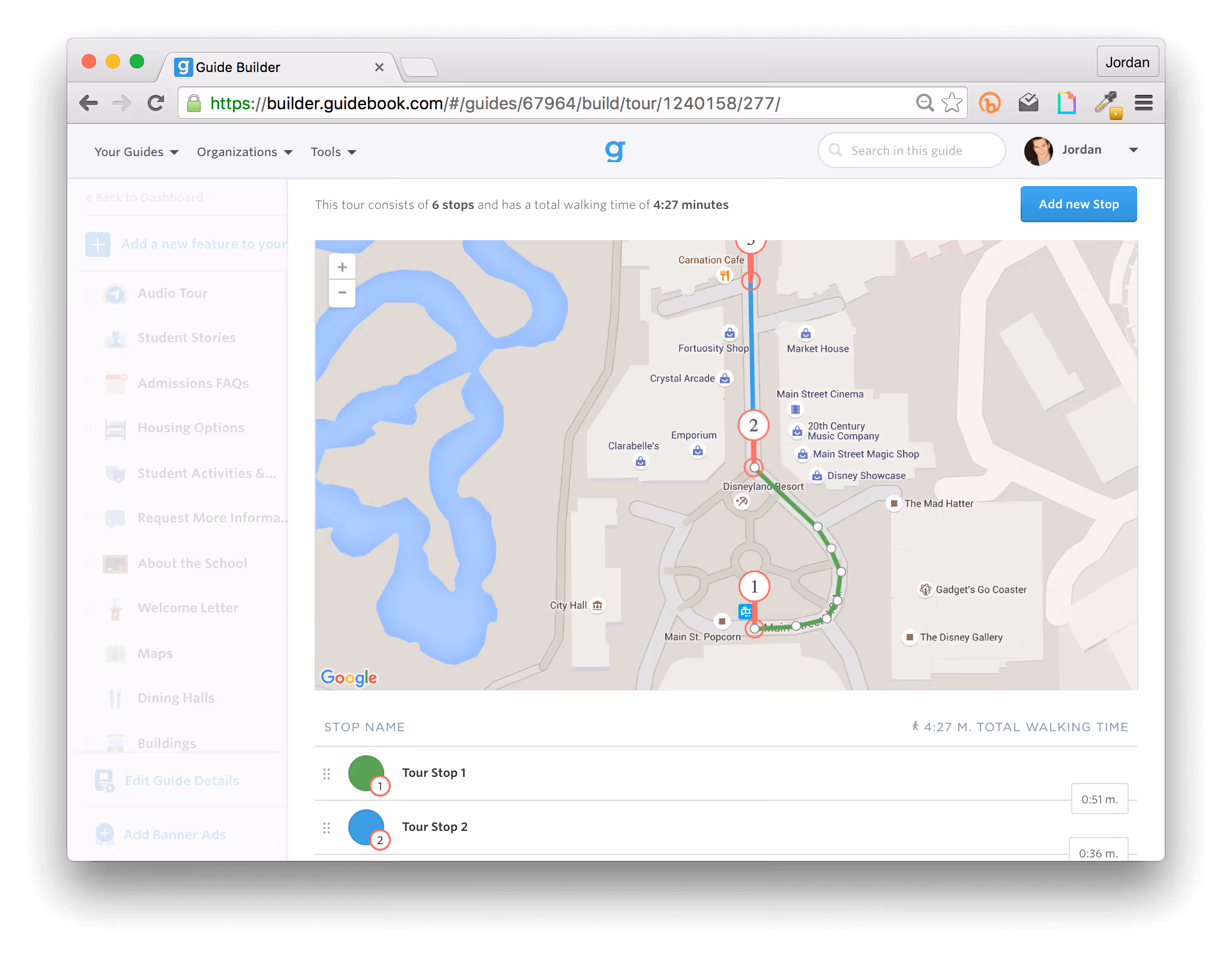 campus tour app route
