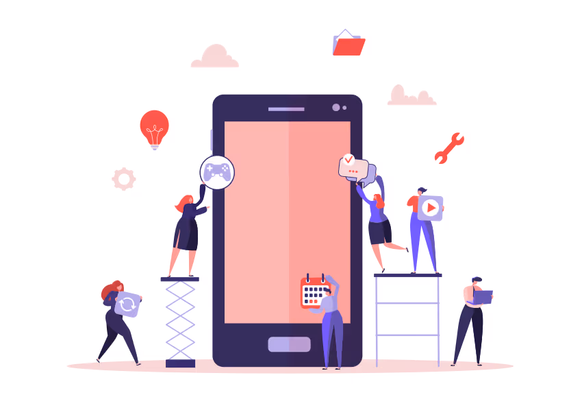 developers working on mobile app
