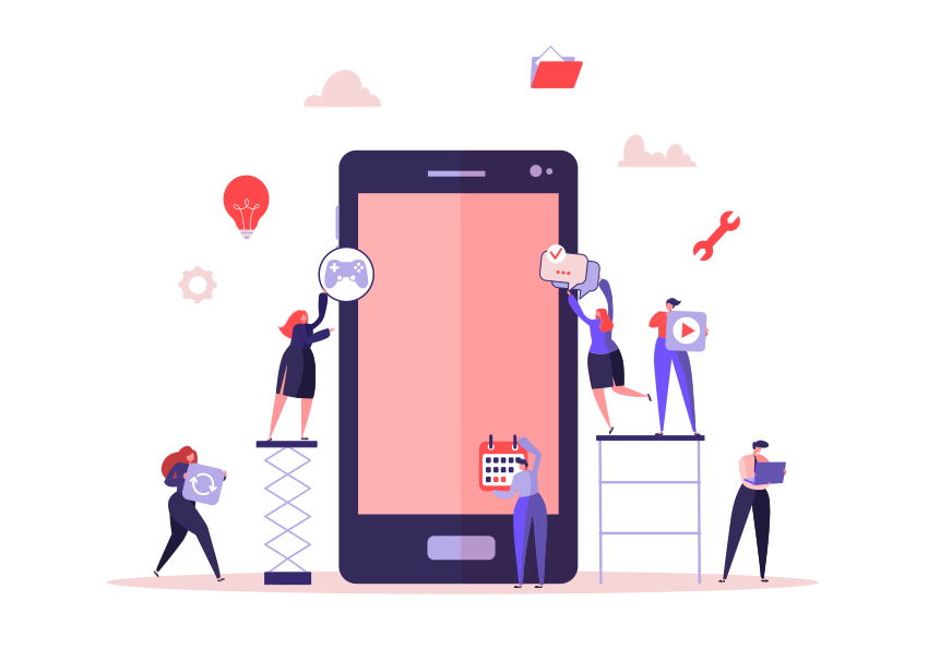 developers working on mobile app