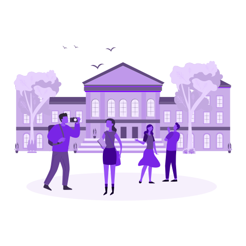 illustration of students touring campus