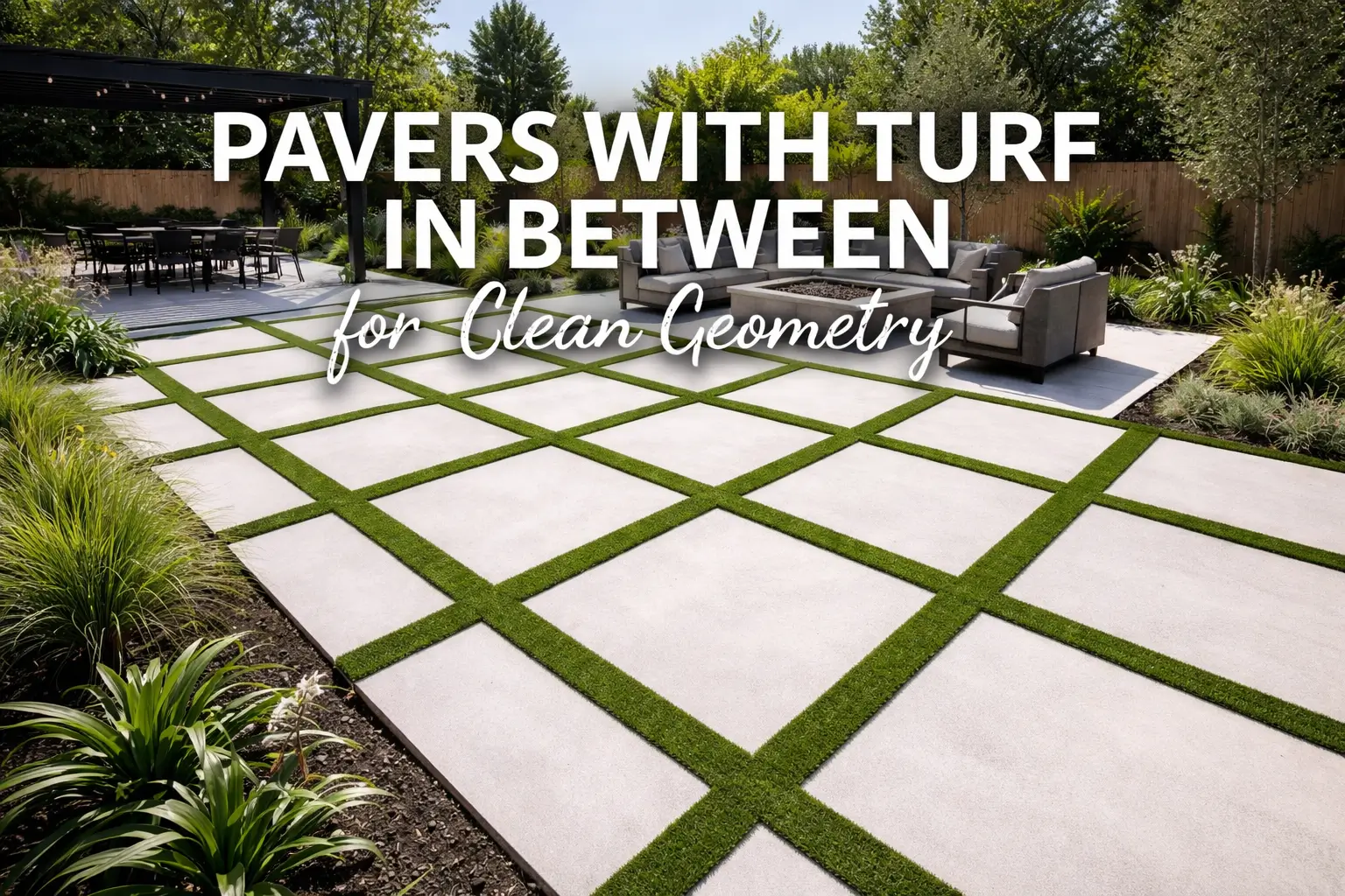 Pavers With Turf in Between for Clean Geometry