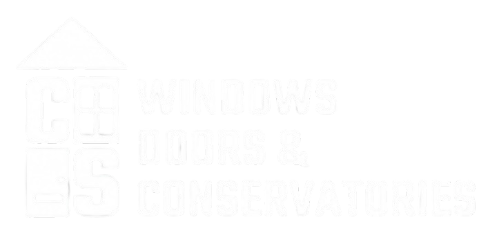 CS Windows, Doors & Conservatories logo in white