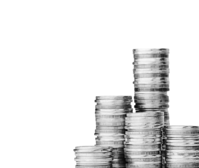 A stack of silver coins on a blue background.