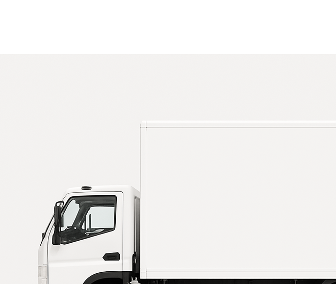 A white truck with a white box on the back.