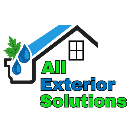 Logo for All Exterior Solutions with water droplet and house icon