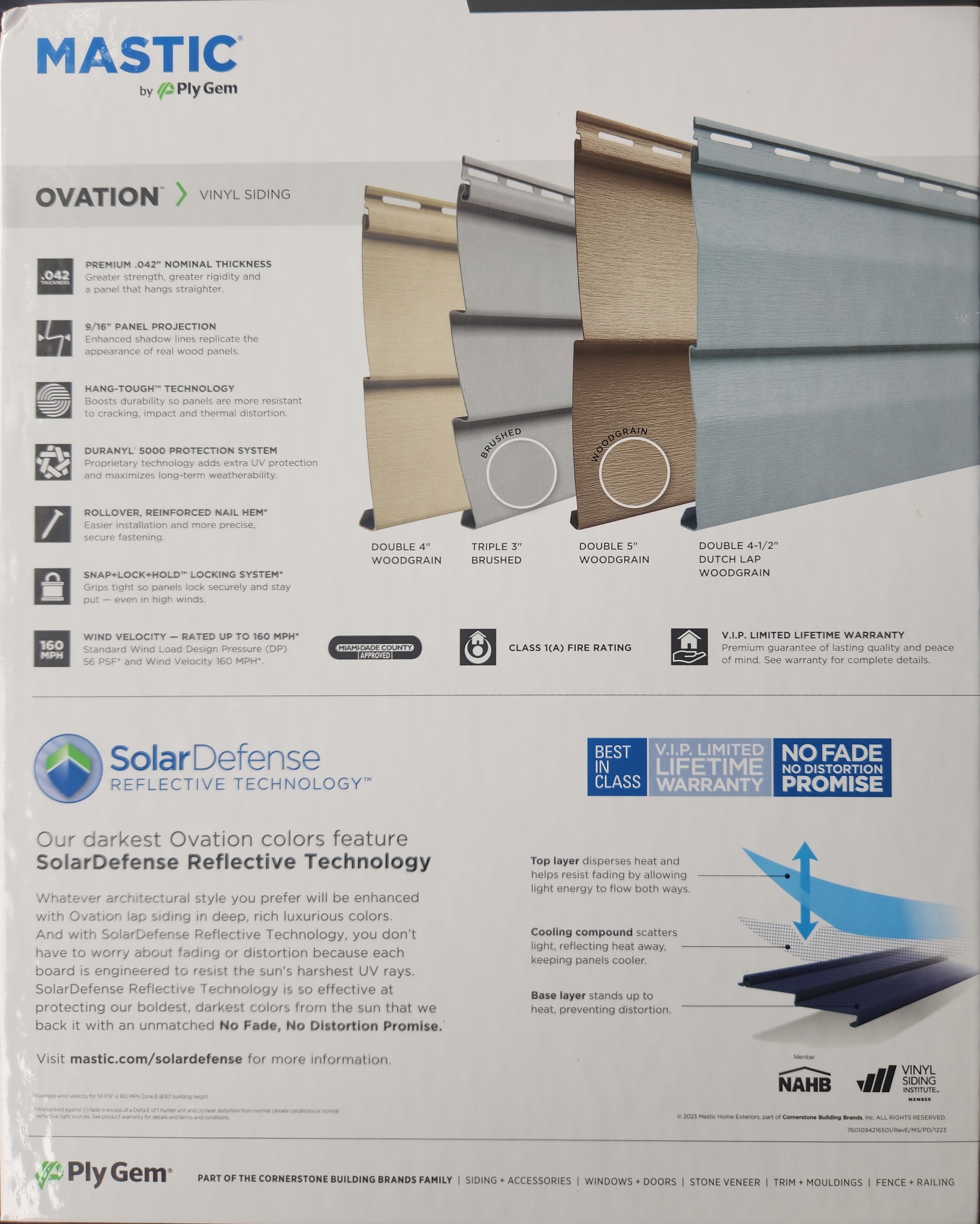 Mastic Ovation vinyl siding color options sample board