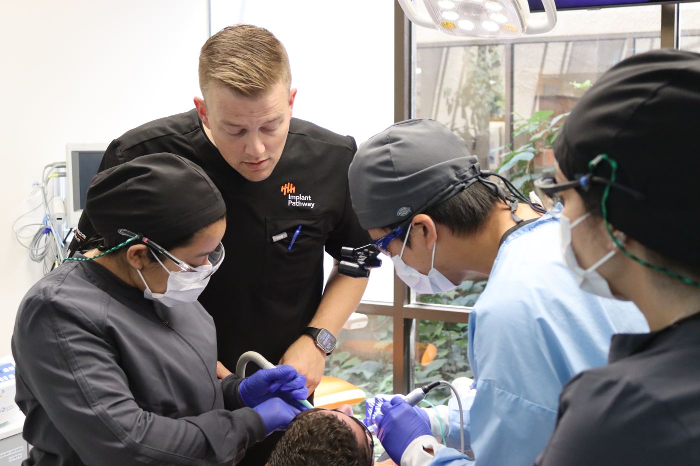 Dentist working on patient