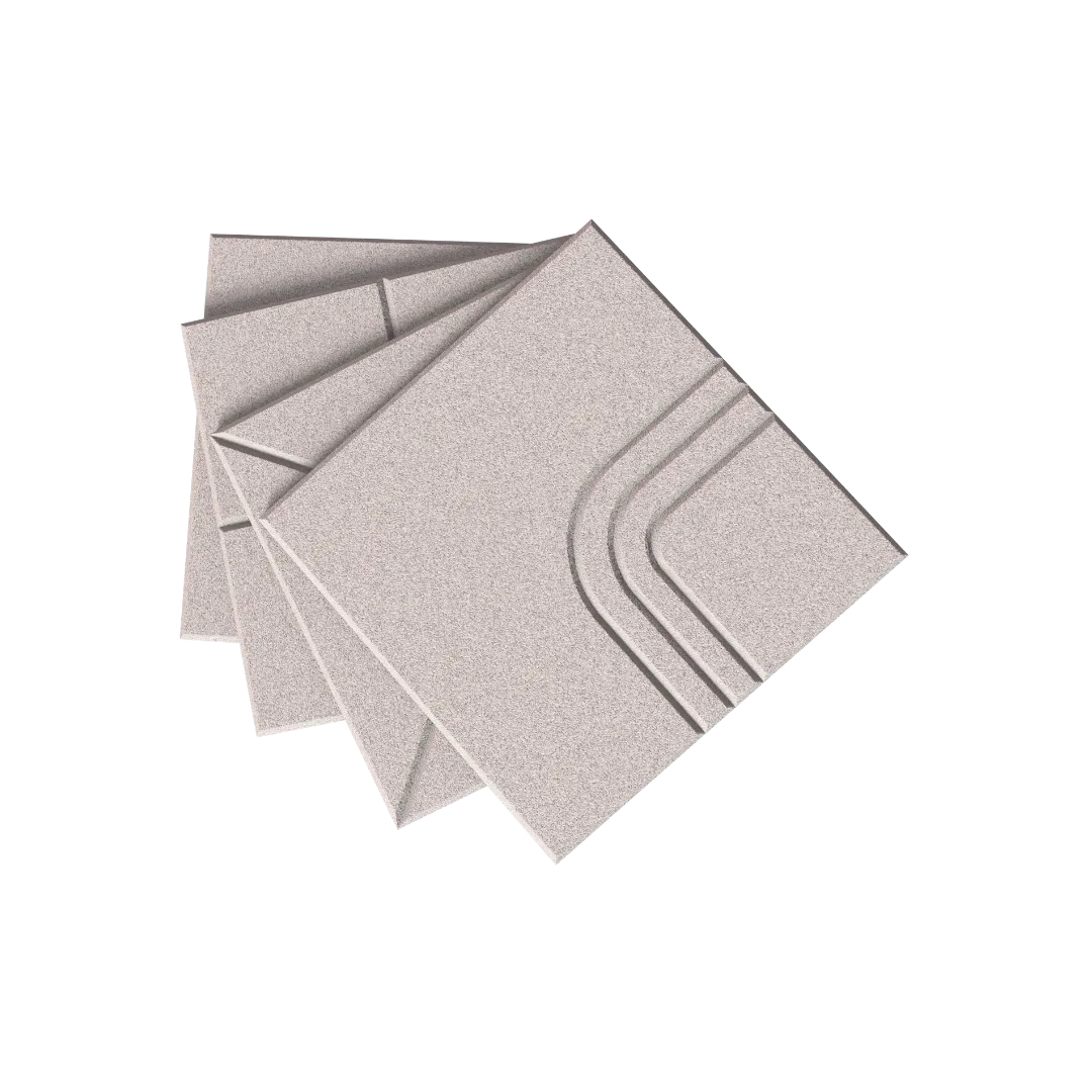 Acoustic ceiling panels fanned out